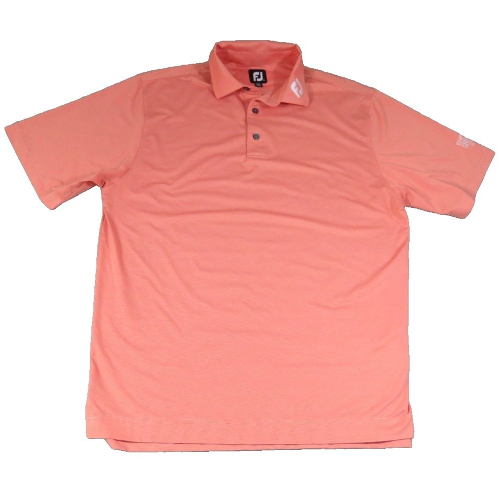 FootJoy Golf Polo Shirt Men Large Orange Stripe Walden Lake Houston Performance